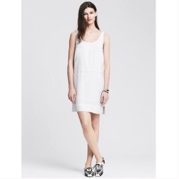 Banana Republic White sleeveless shift dress 2 tank summer mini XS minimalist - Picture 1 of 9